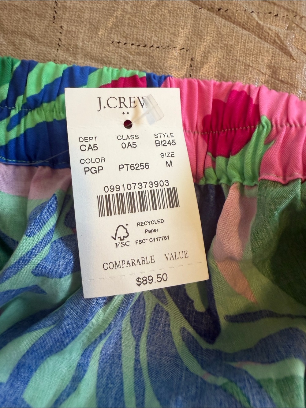 J.Crew Floral Pull-On Midi Skirt Pink Blue Green Size Medium NWT Boho Resort - Picture 4 of 7